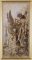 Étude pour OEdipe et le sphinx, Gustave Moreau  (1850-1890), aquarelle sur carton